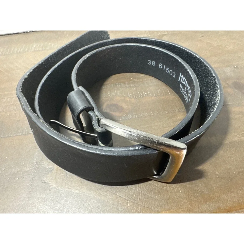 Honest by Brighton Mens Black Leather Belt 36 Solid Brass Buckle 61503 USA Made